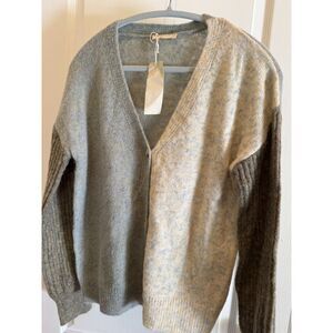 Mystree Asymmetric Colorblock Cardigan Sweater